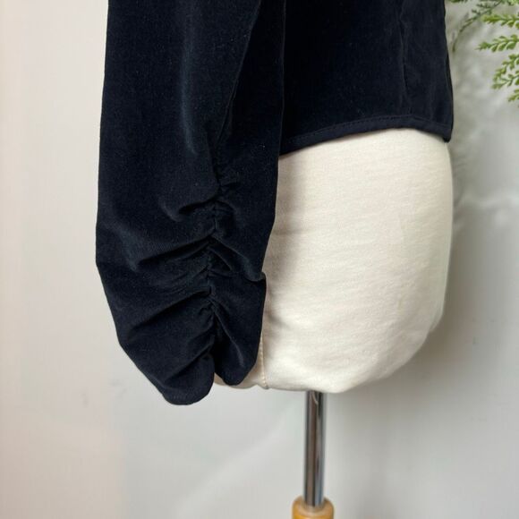 FREE PEOPLE Becky Black Velvet Military Jacket | Medium | Brass Button Detail “ - Picture 8 of 13